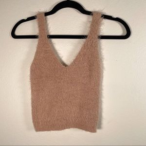 Fuzzy blush/vintage rose crop top